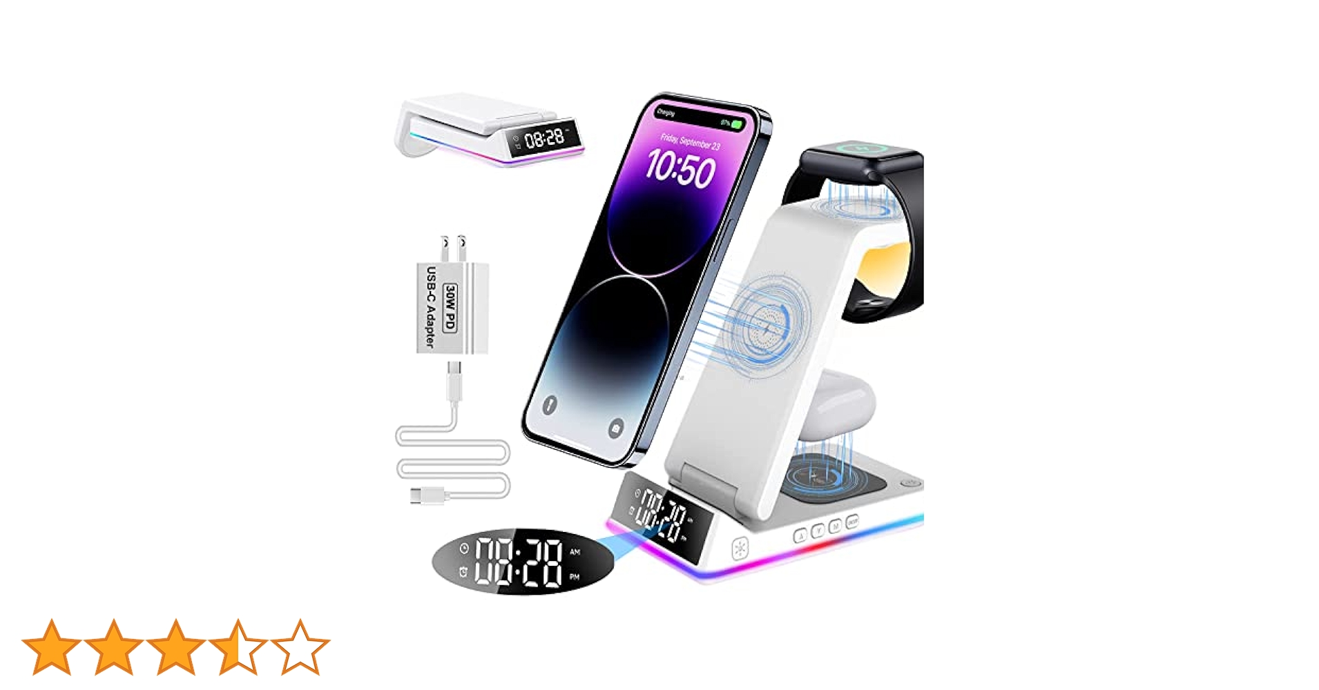 Amazon | 【折りたたみ式】15W急速充電ワイヤレス充電器 3in1